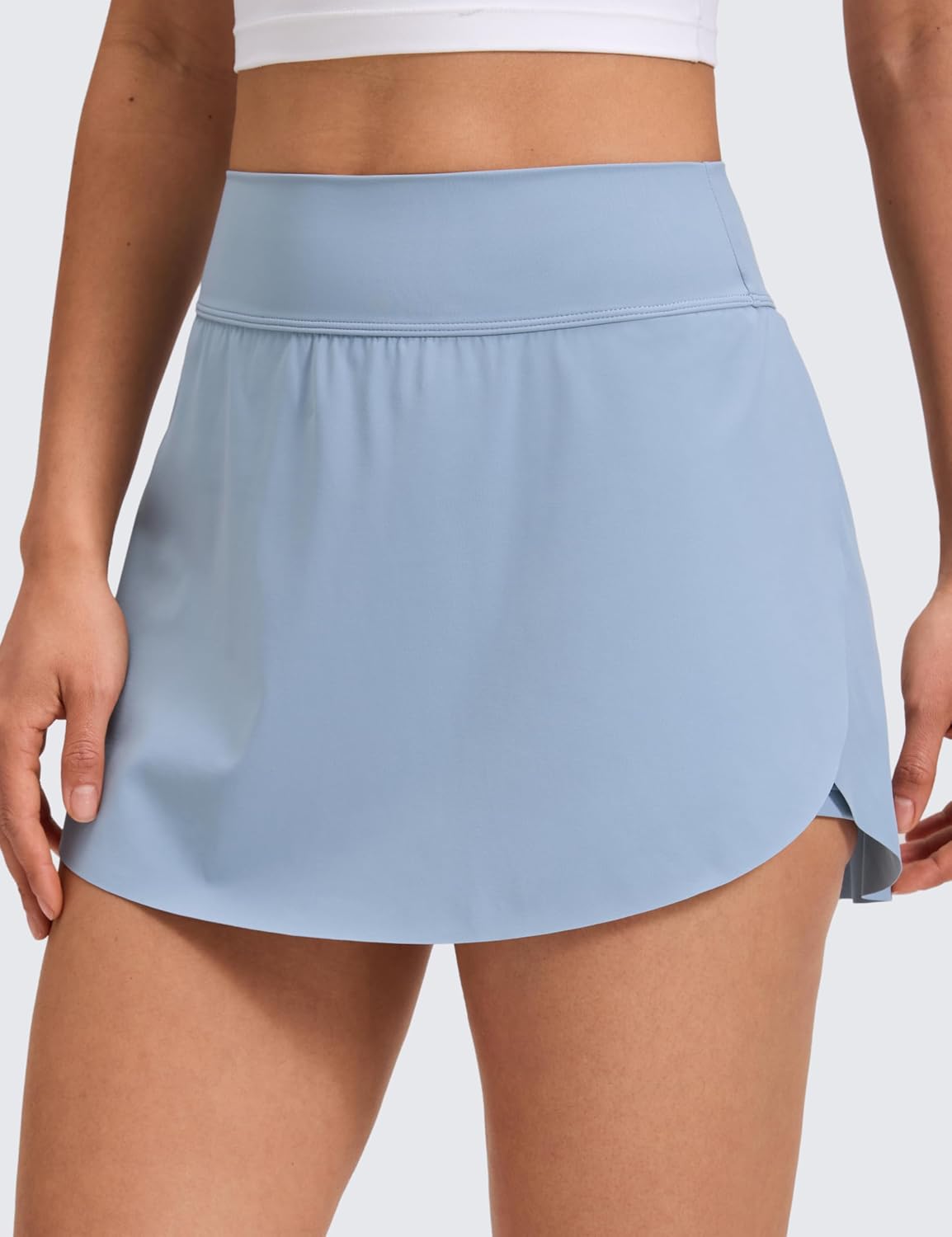 CRZ YOGA High Waisted Side Slit Tennis Skirts for Women - Mini Lined A Line Running Athletic Skort with Inner Pockets