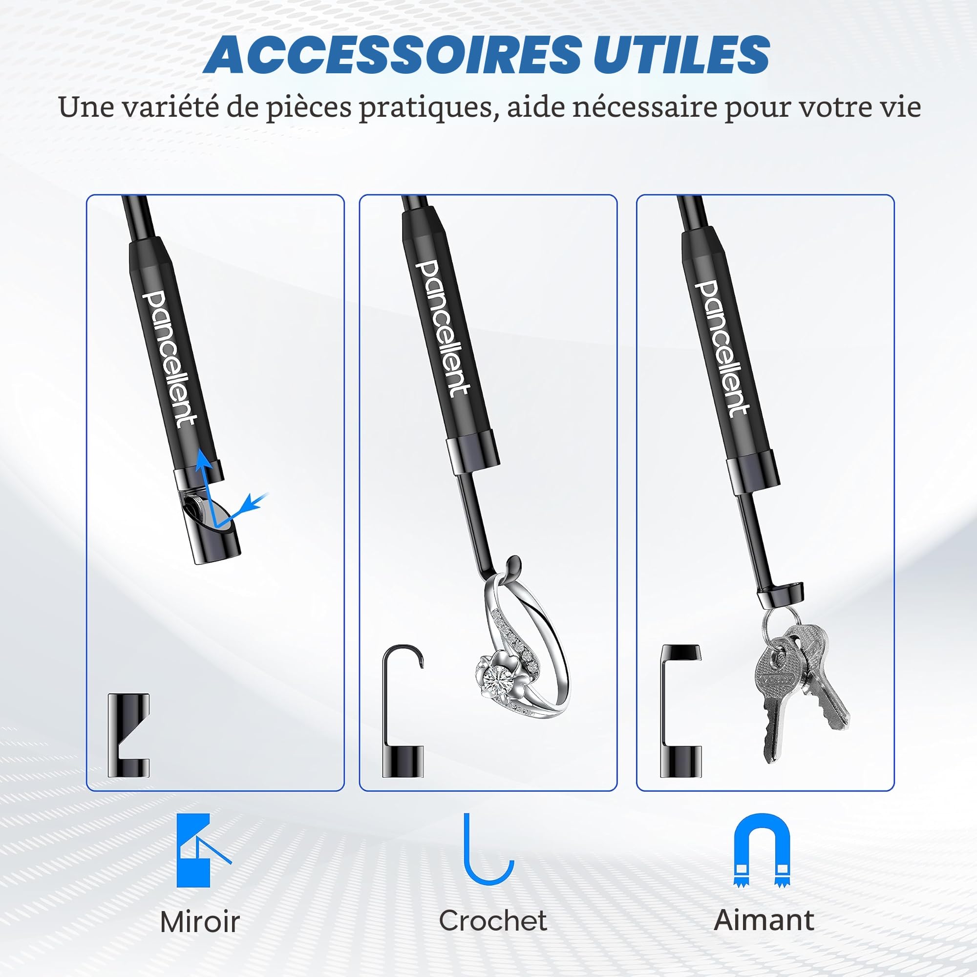 Endoscopique d'inspection Serpent Double Objectif 1920P, Endoscopique Pancellent Type C, Caméra avec 8 Lumières LED pour Smartphone Android et iOS, IPhone, IPad, Samsung (5 M)