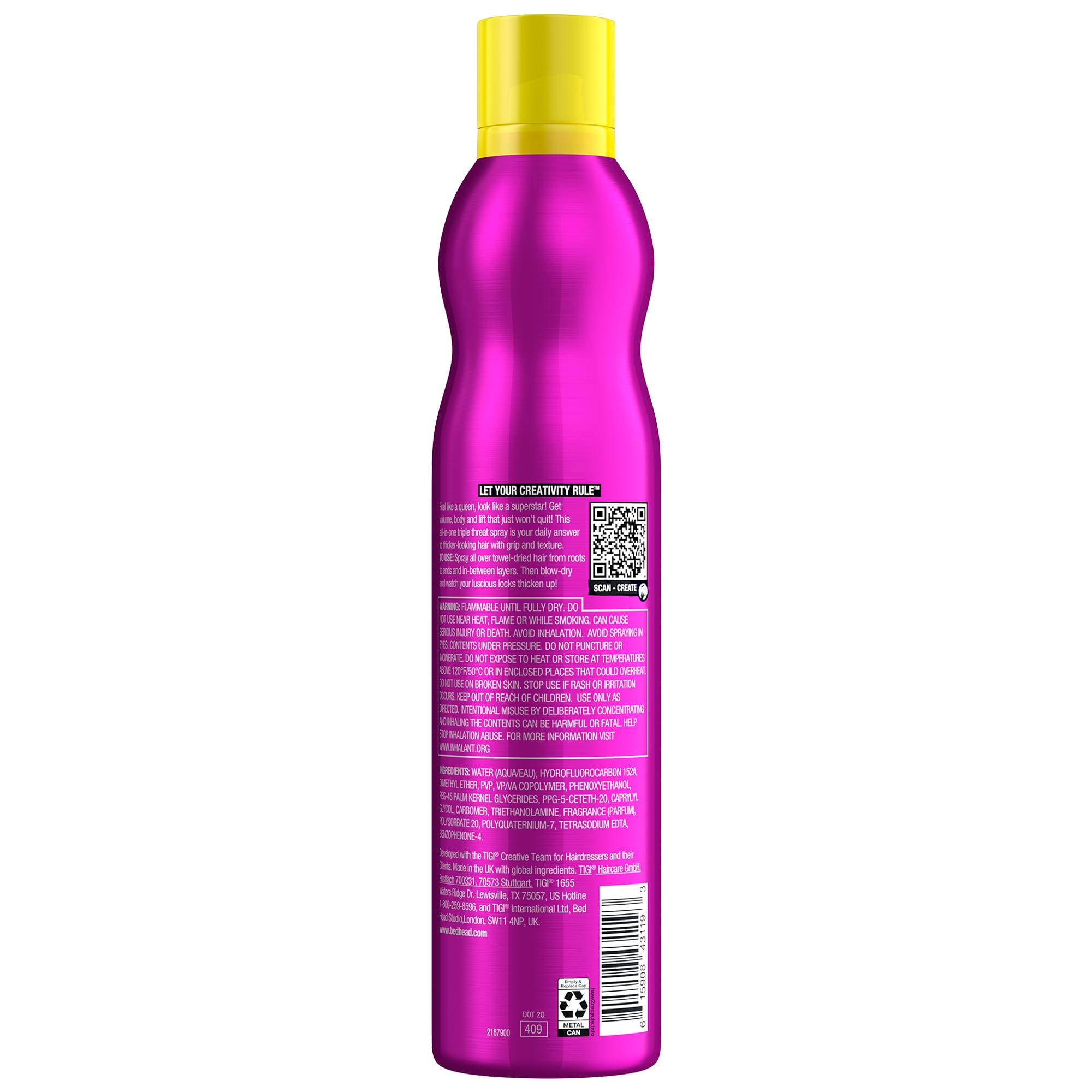 Amazon.com : TIGI Bed Head Hair Thickening Spray, Queen for a Day