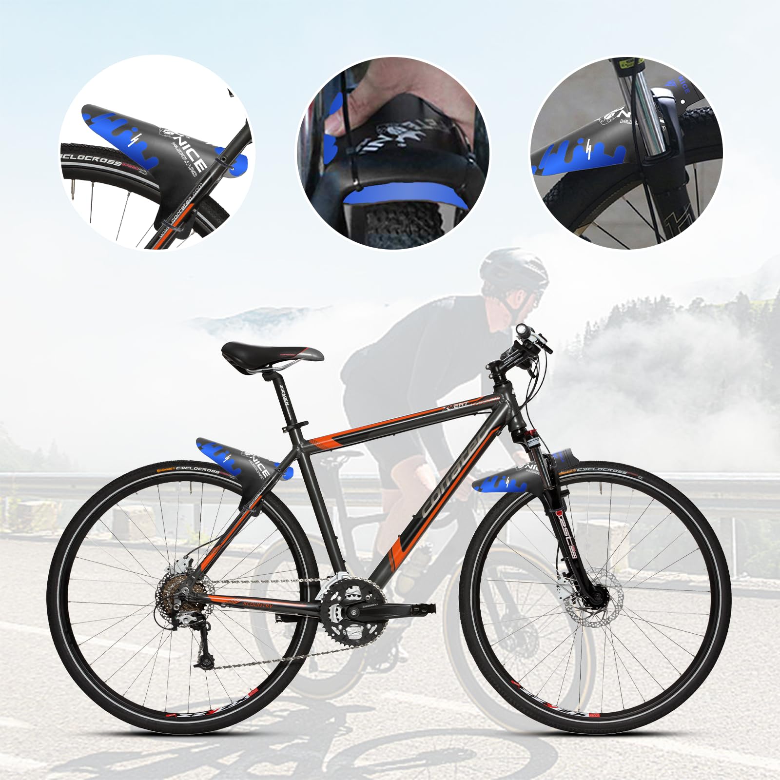 FETESNICE Parafanghi per Mountain Bike, Set di 2 Pezzi, Parafanghi per Bicicletta Compatibili Mud Guard Plus 20" - 29'' MTB Parafango Paraspruzzi Bike Bike MTB Fascette