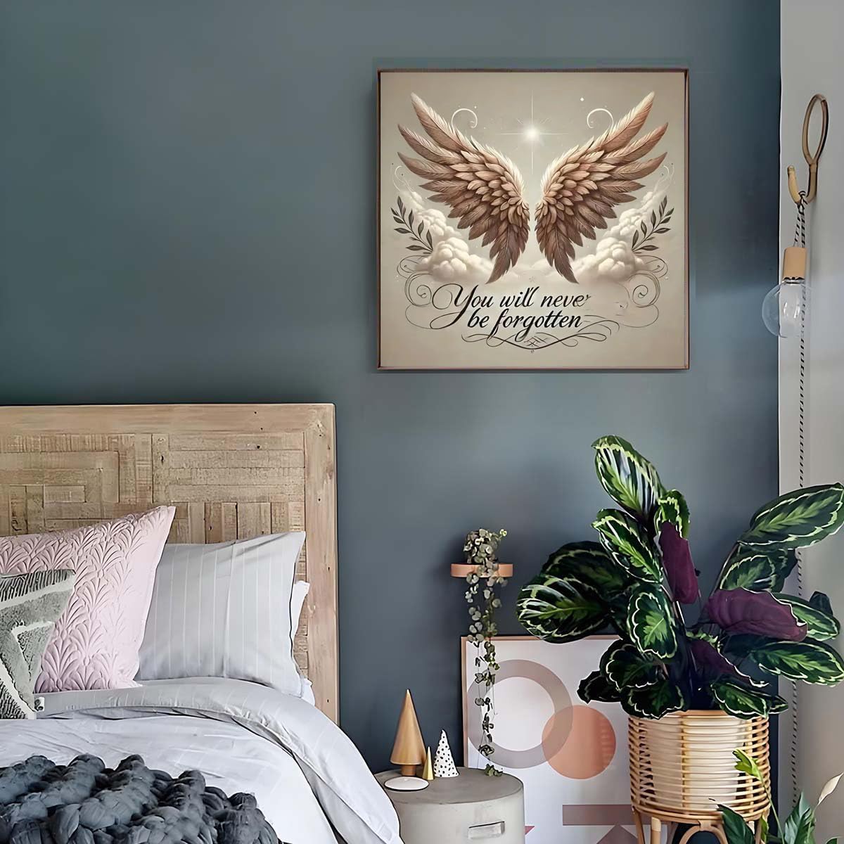 GEMFAMILY Angel Wings 5D Diamond Painting Kits for Adults,Diamond Art Kits for You Will Neve be Forgotten, DIY Round Full Diamond Dots Painting and Craft for Home Wall Decoration 13.8×13.8Inch image 5