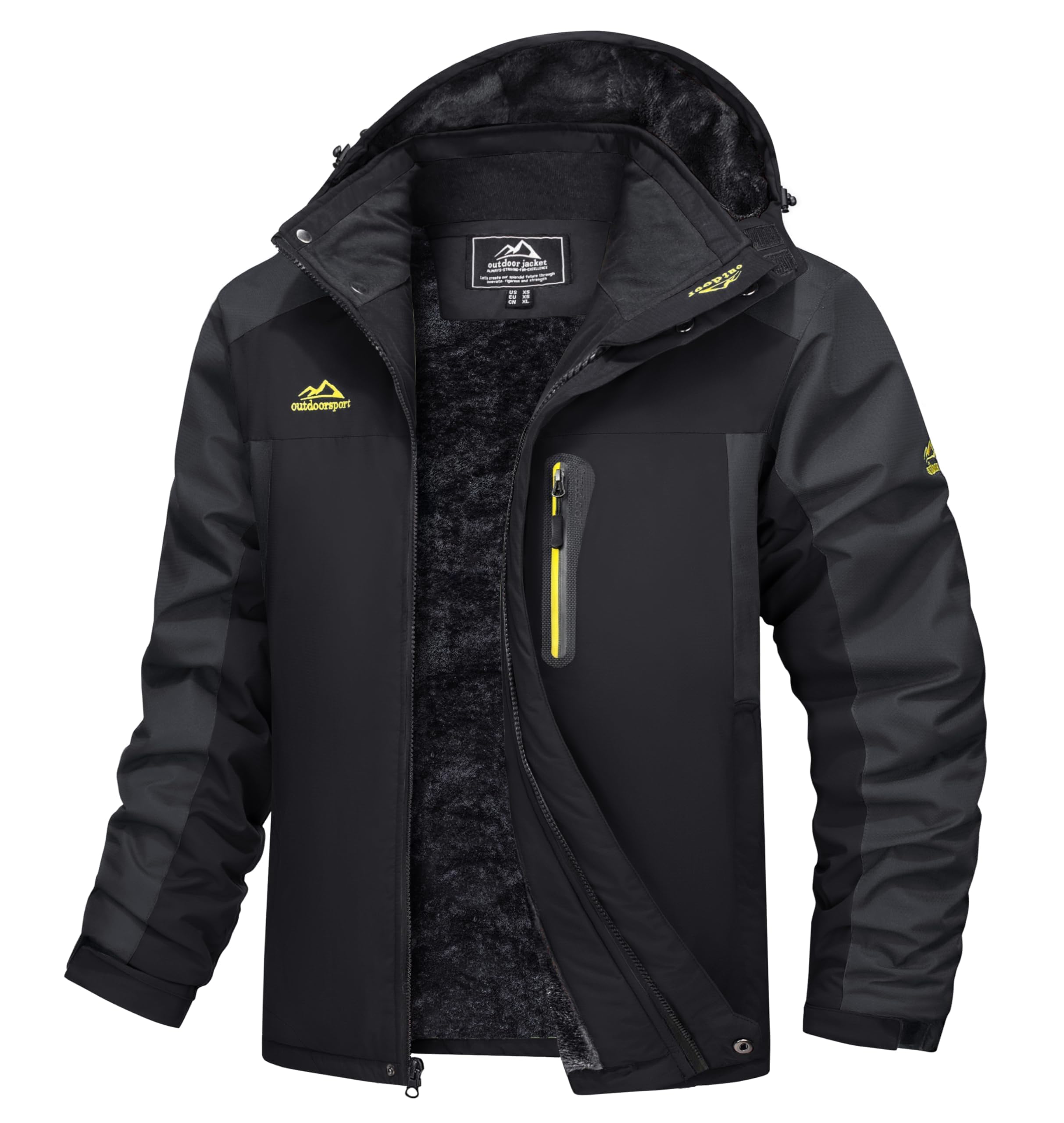 TACVASEN Chaqueta de Senderismo Impermeable para Hombre Cálida Chaqueta de Lana Chaqueta de Esquí al Aire Libre Chaqueta con Capucha