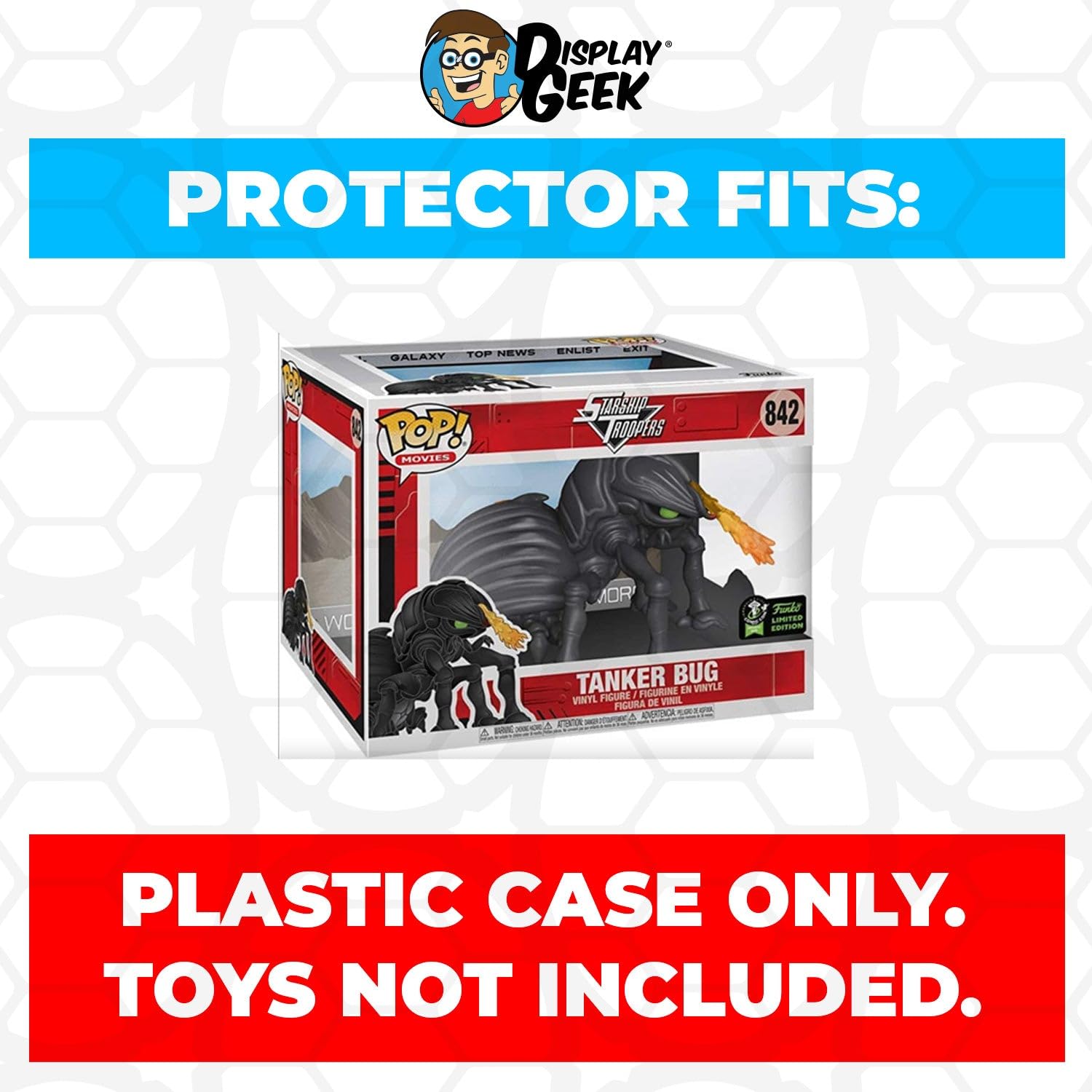 Display Geek, 1 x Plastic Pop Protector Only Compatible with 6 inch Tanker Bug ECCC #842 Funko Pop Box - Nothing Else fits