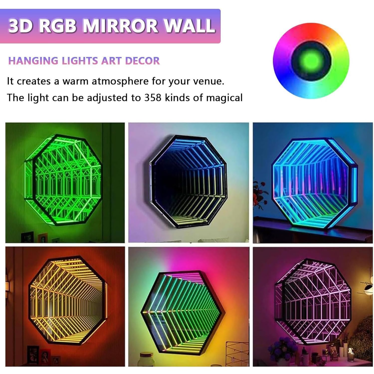 Lampka nocna 3D z lustrem tunelowym – pilot RGB i sterowanie aplikacją, sensoryczne światło nieskończoności do domu, biurka, salonu i dekoracji na imprezę