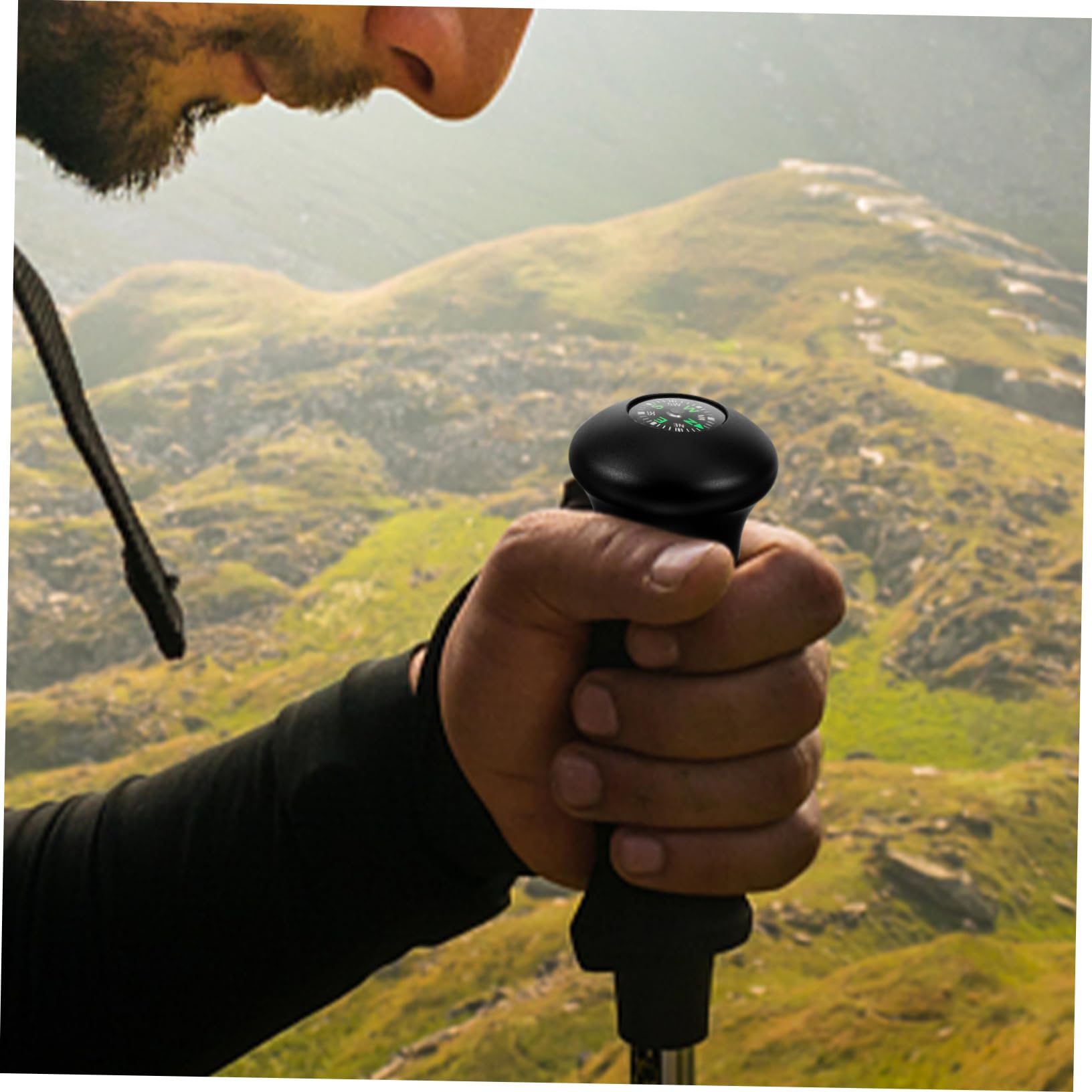 Bussola per bastoncini da trekking moschettone impugnature sedia a sdraio ritchie drez bacchette trekking strumento bussola da escursionismo bussola esterna Lega di alluminio Black