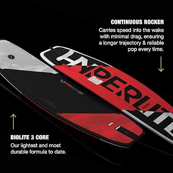 Hyperlite Motive Wakeboard + Frequency Bindings Wakeboard Package - Perfect for Beginner to Intermediate Riders - Board Size (134 cm)