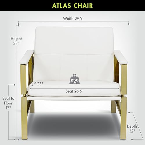 Miniatura 17 de Studio Designs Atlas - Silla decorativa moderna con reposabrazos acolchados, 29.5 pulgadas de ancho x 32 pulgadas de profundidad x 33 pulgadas de