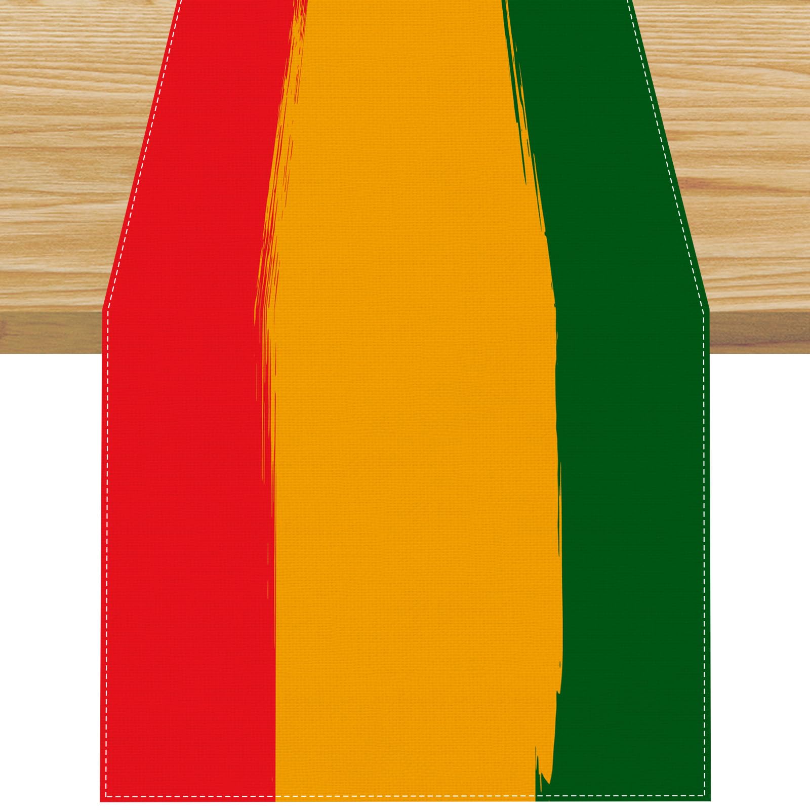 FARMNALL Linen Red Yellow and Green Stripe Juneteenth Table Runner Pan African American Black History Month Kwanzaa Decorations and Supplies for Home 13x72 Inch