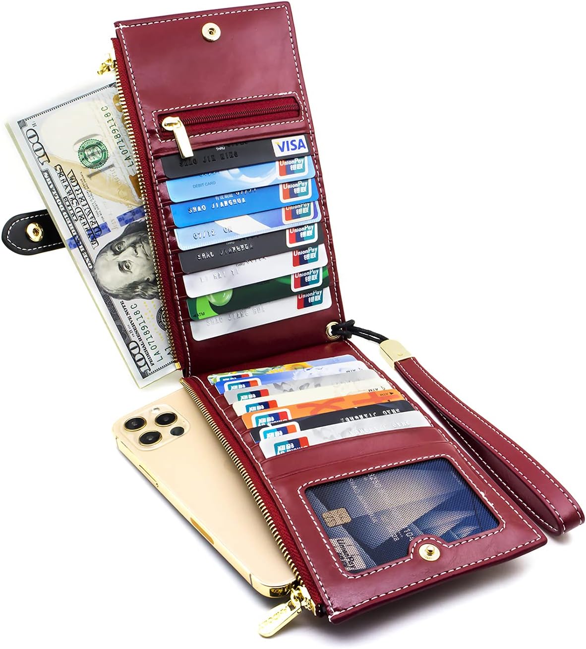 ANDOILT Wallets for Women Genuine Leather Wallet RFID Blocking Bifold Multi Card Case Purse with Zipper Pocket Handbag - Image 2