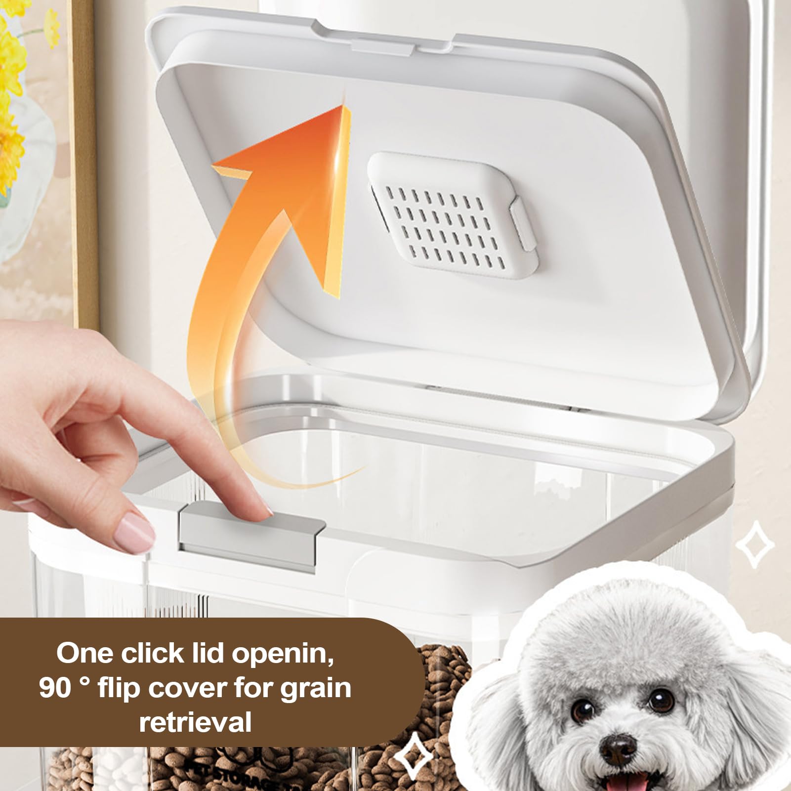 Contenitore per Cibo per Cani | 5L Ermetici Impilabili Trasparenti,Contenitori Grandi per Cibo per Cani,per Crocchette, Snack, Cereali, Riso, per Casa, Appartamento, Cucina, Dispensa, Mobile, Piano