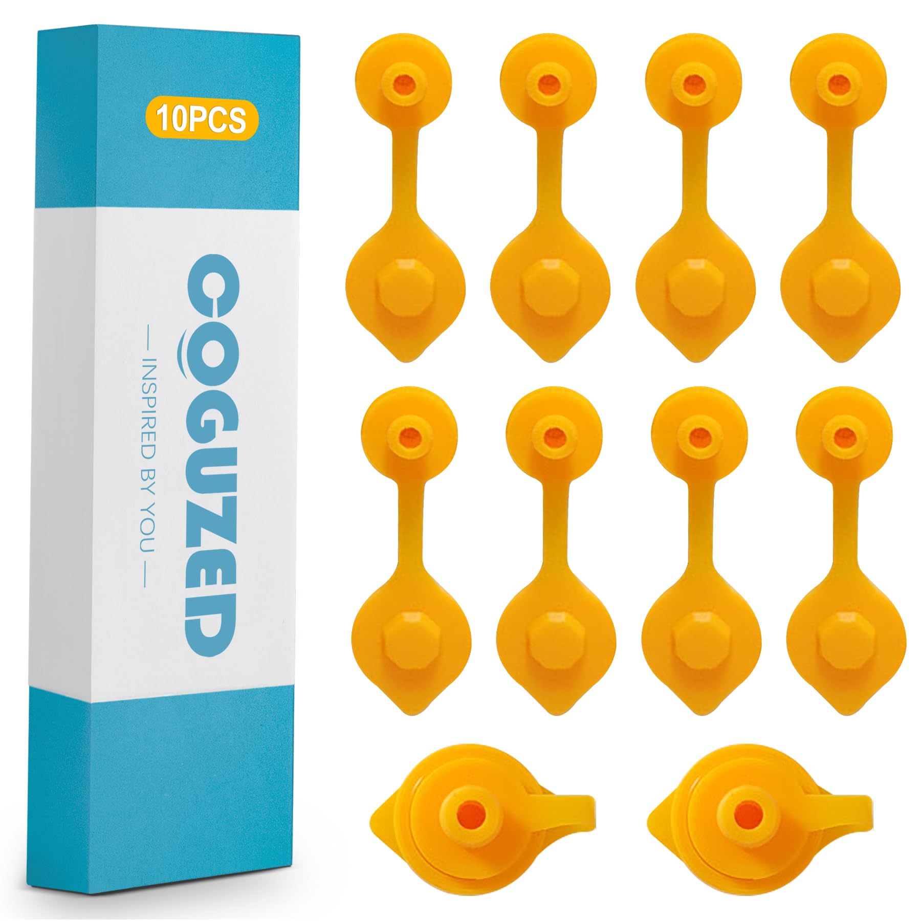 CoguZed - 10 tapones universales amarillos para latas de gasolina de plástico, para ventilación de tanque de gasolina, tapón de ventilación de lata de combustible