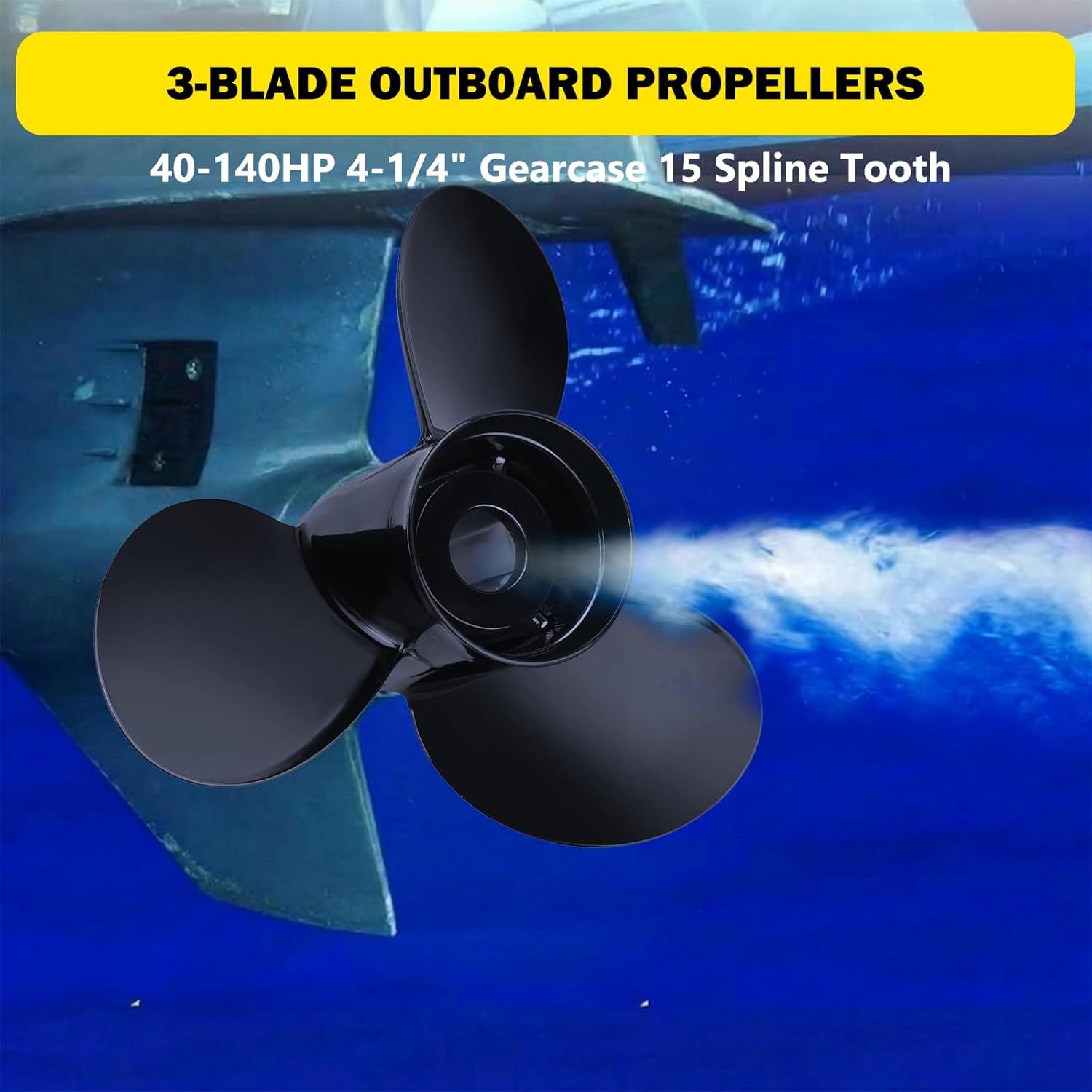 YOUNG PROPS 13 3/4 x 15Replace OEM#48-77342A45 Upgrade Aluminum Boat Propeller for Mercury Engines 40 50 60 70 75 80 90 100 115 125 140 150HP 13.75dia x 15 Pitch Hub Kits Included 15Spline Tooth RH