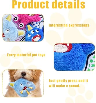 3pcs Interactive Plush Squeak Dog Toys, Colorful Monster Plush Dog Toys, Pet Interactive Play Training Ball, Puppy Teeth Cleaning, for Small Pet Dog