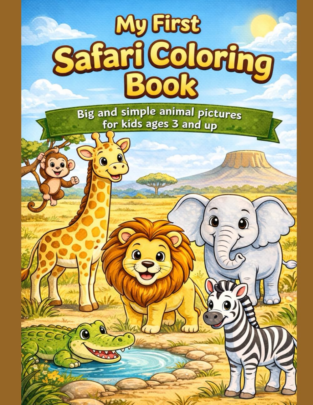 My First Safari Coloring Book: Big and simple animal pictures for kids ages 3 and up