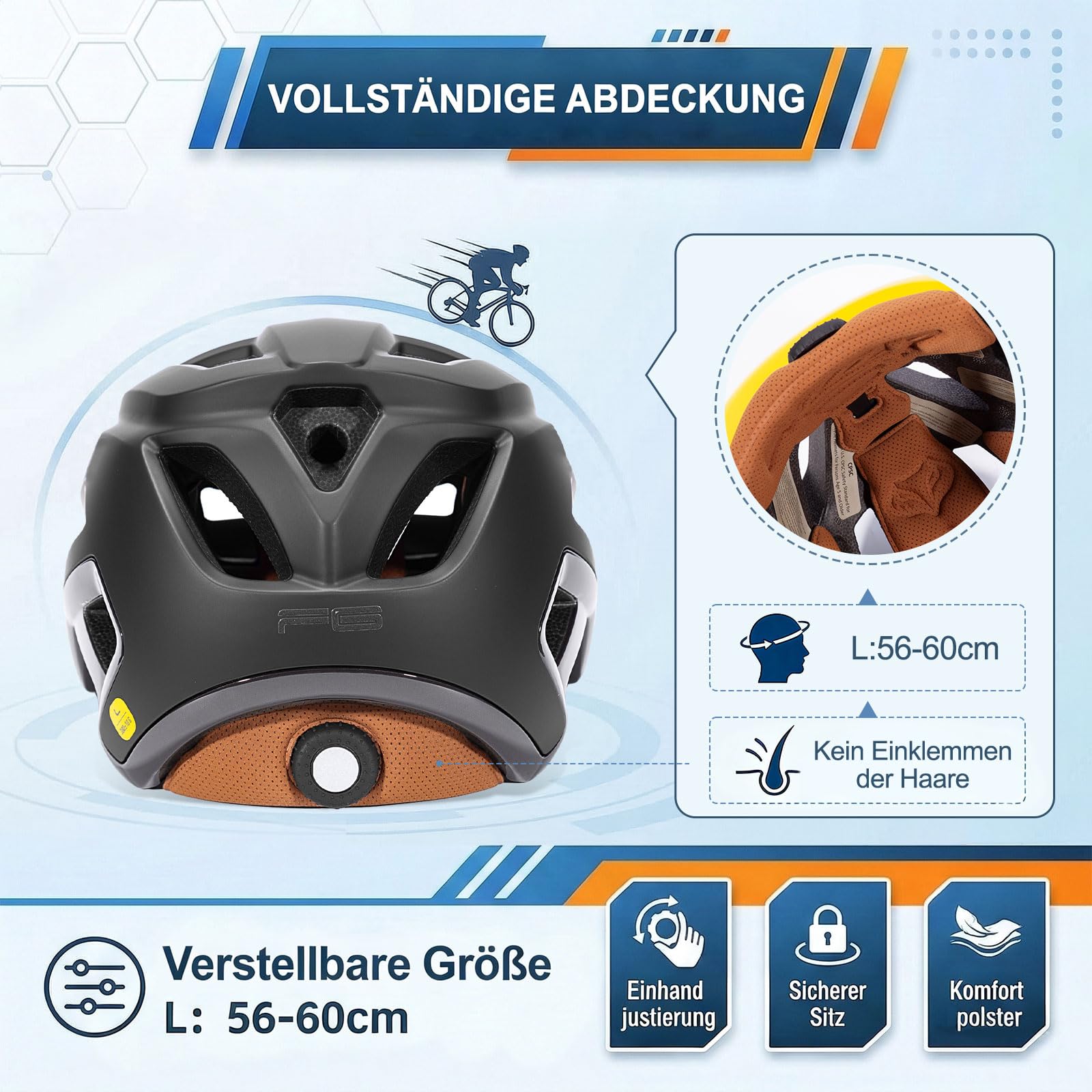 KINGBIKE Mountainbike Fahrradhelm Herren und Damen mit Kamerahalterung, Leichter MTB Helm Fuer Erwachsene, atmungsaktiv, verstellbar 56-60 cm, Fuer Rennrad, City und E-Bike