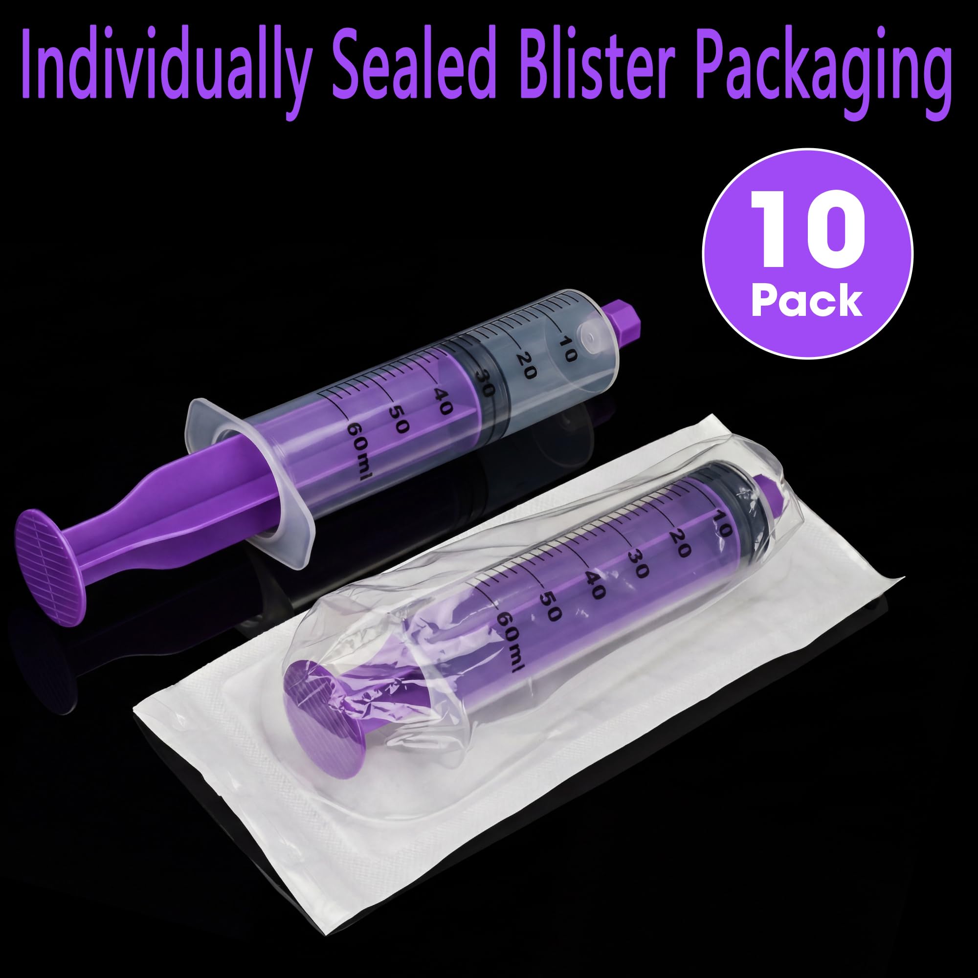 60ml Feeding Syringe with Screw Cap, 60cc Large Plastic Syringe ,10 Pack — Amazon image 4