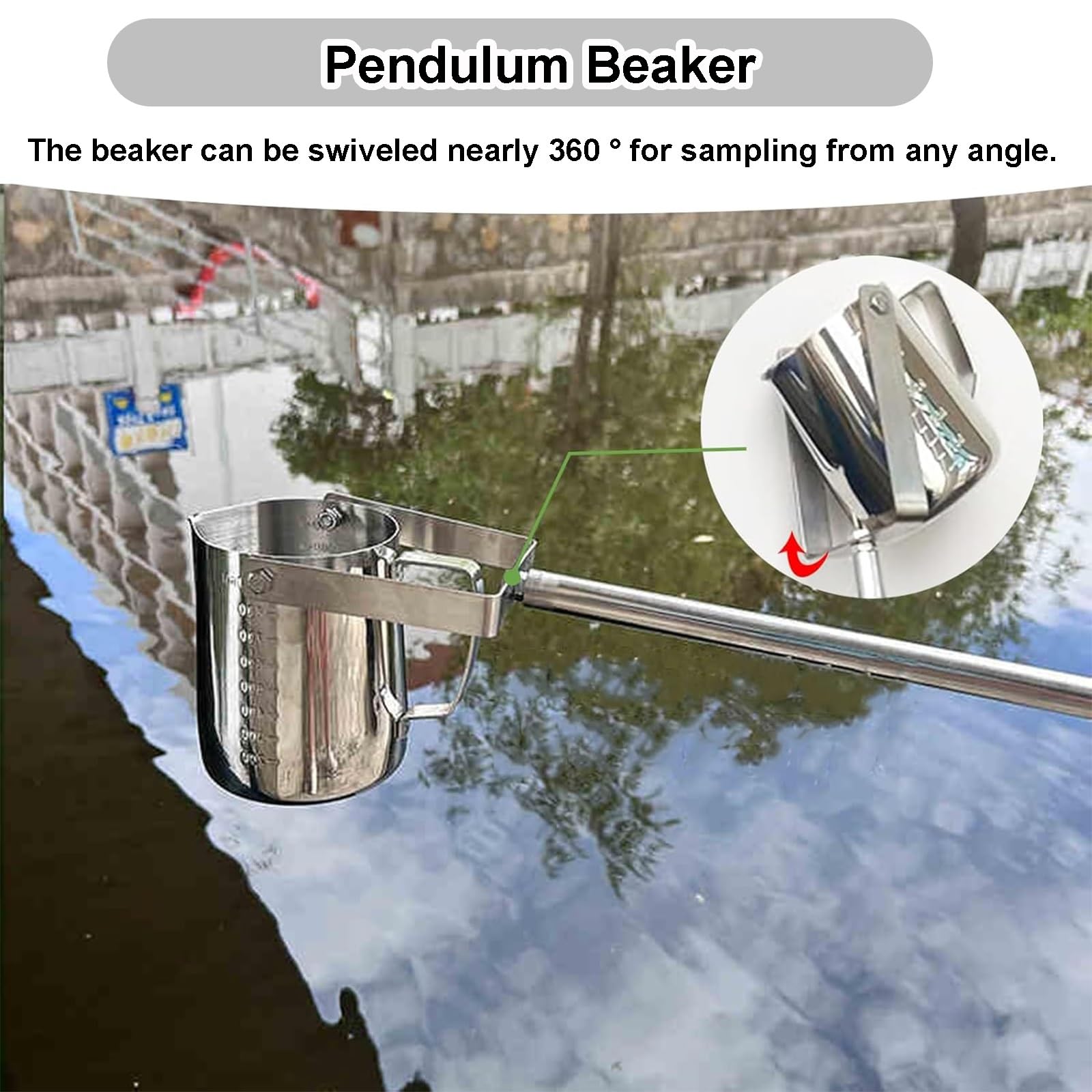 Campionatore telescopico dell'acqua con tazza graduata per monitoraggio ambientale, lunghezza regolabile