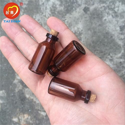 Miniatura 7 de 0.709x1.575x0.276 in 0.2 fl oz Mini tarros de vidrio marrón con corcho pequeños frascos de vidrio vacíos regalo 0.2 fl oz botellas de vidrio frascos