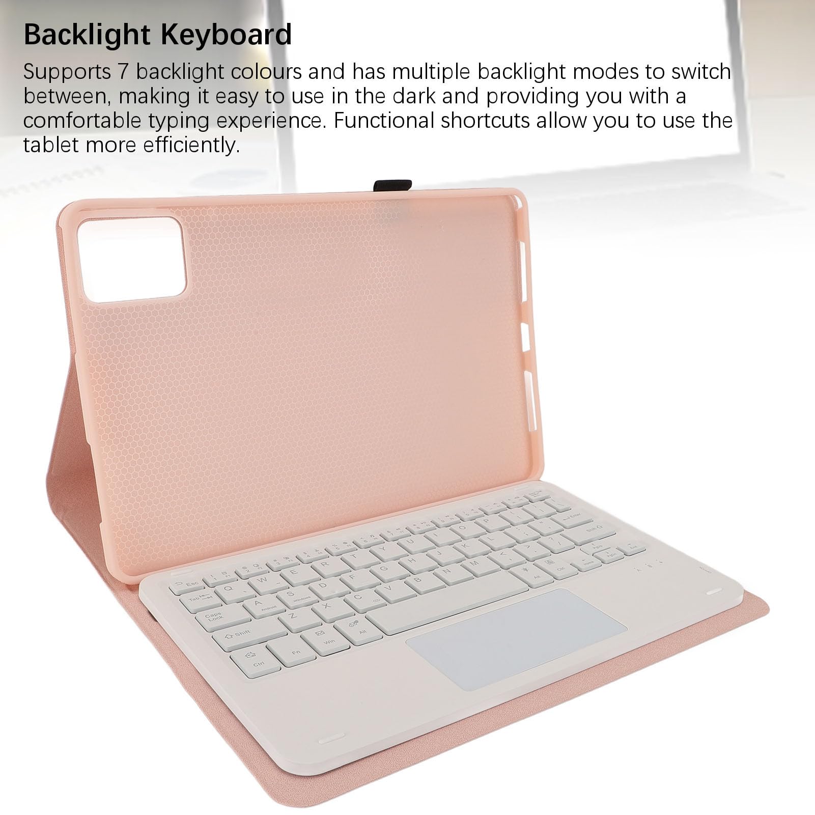 Custodia retroilluminata a 7 colori con tastiera, custodia portapenne con tastiera staccabile magneticamente per Tab M11 K11 LTE 11 pollici 2024 Tastiera staccabile wireless con (Rosa)