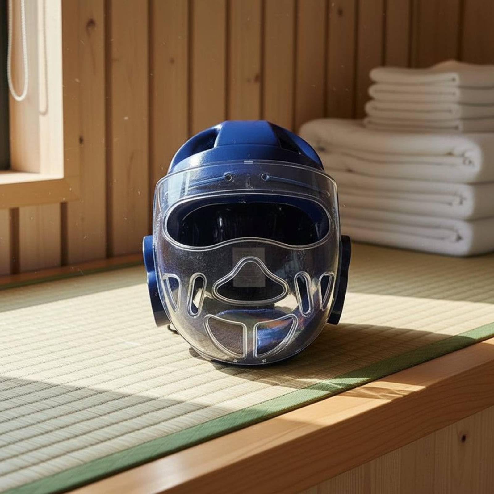 Casco da Taekwondo con Visiera Assorbimento Degli Urti Caschetto da Taekwondo con Visiera Confortevole e Traspirante per Principianti