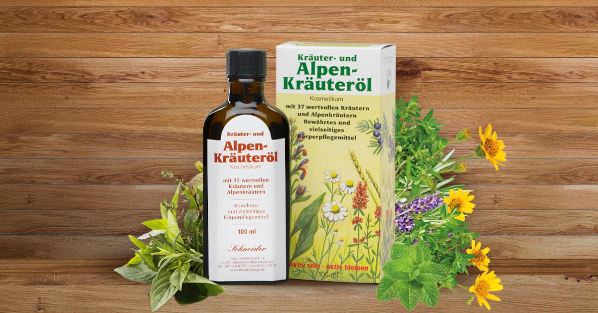 Saunabedarf Schneider - Körper-Öl, Kräuter- und Alpenkräuter-Öl 37, aus natürlichen reinen Ölen für Körper, 500ml