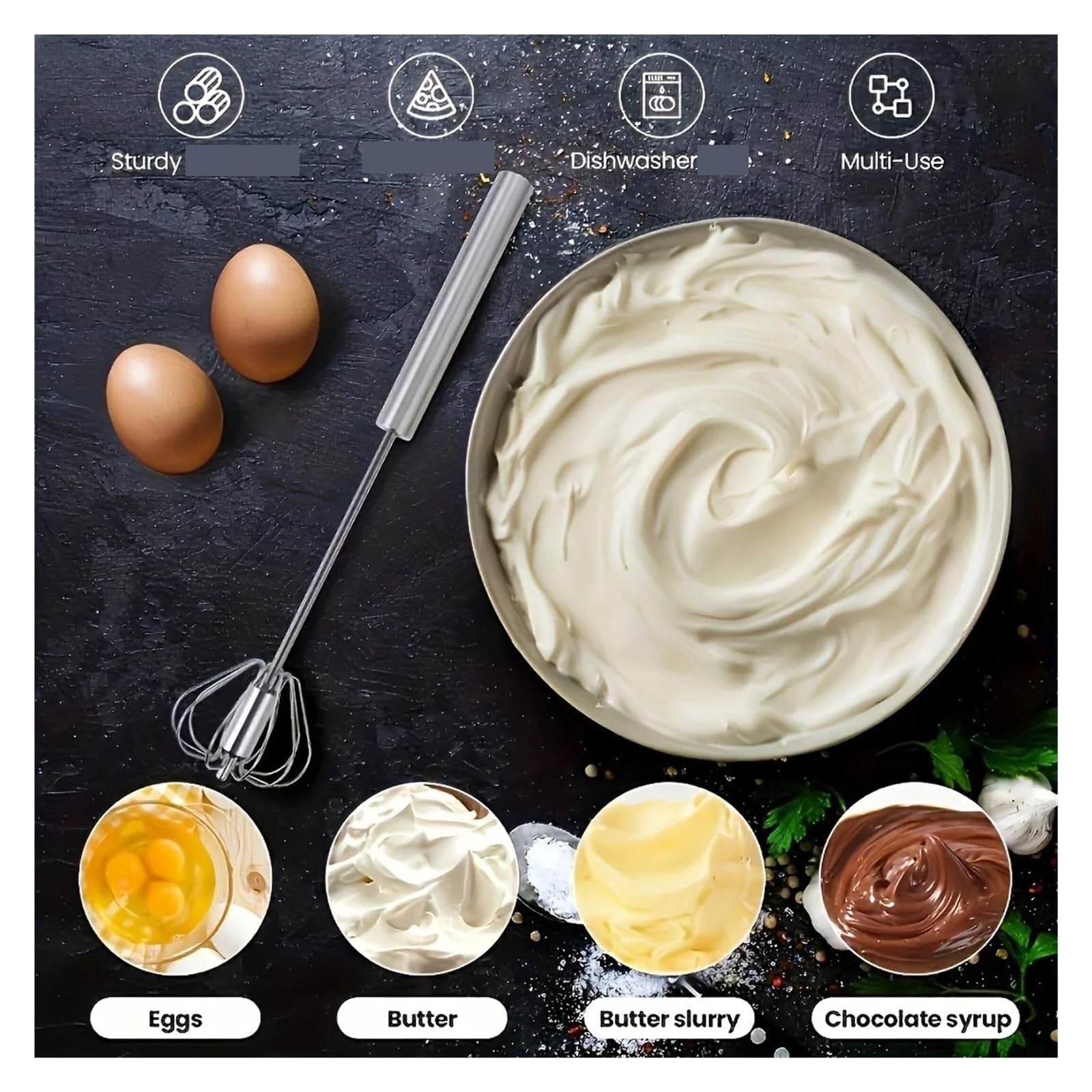 Batidor y Espumador de leche multifunción acero inoxidable, batidor Manual mano for crema huevos