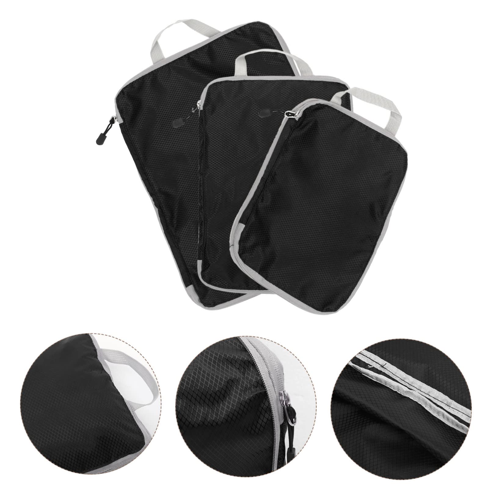 LIFKOME 3 Sacchetti da Viaggio Nero in Nailon, Organizer per Valigia Resistente All’usura, Pratici per Cosmetici e Biancheria Intima, per Viaggio