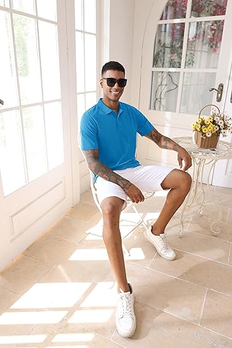 Miniatura 6 de TACVASEN Camisas polo de algodón para hombre, camisa de golf de manga corta de secado rápido, polos de rendimiento para hombres, polos de verano