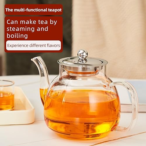 Miniatura 16 de Tetera de vidrio (25 oz/25.4 fl oz) MJZQCD con infusor de acero inoxidable extraíble, tetera de vidrio transparente, tetera de té de hojas