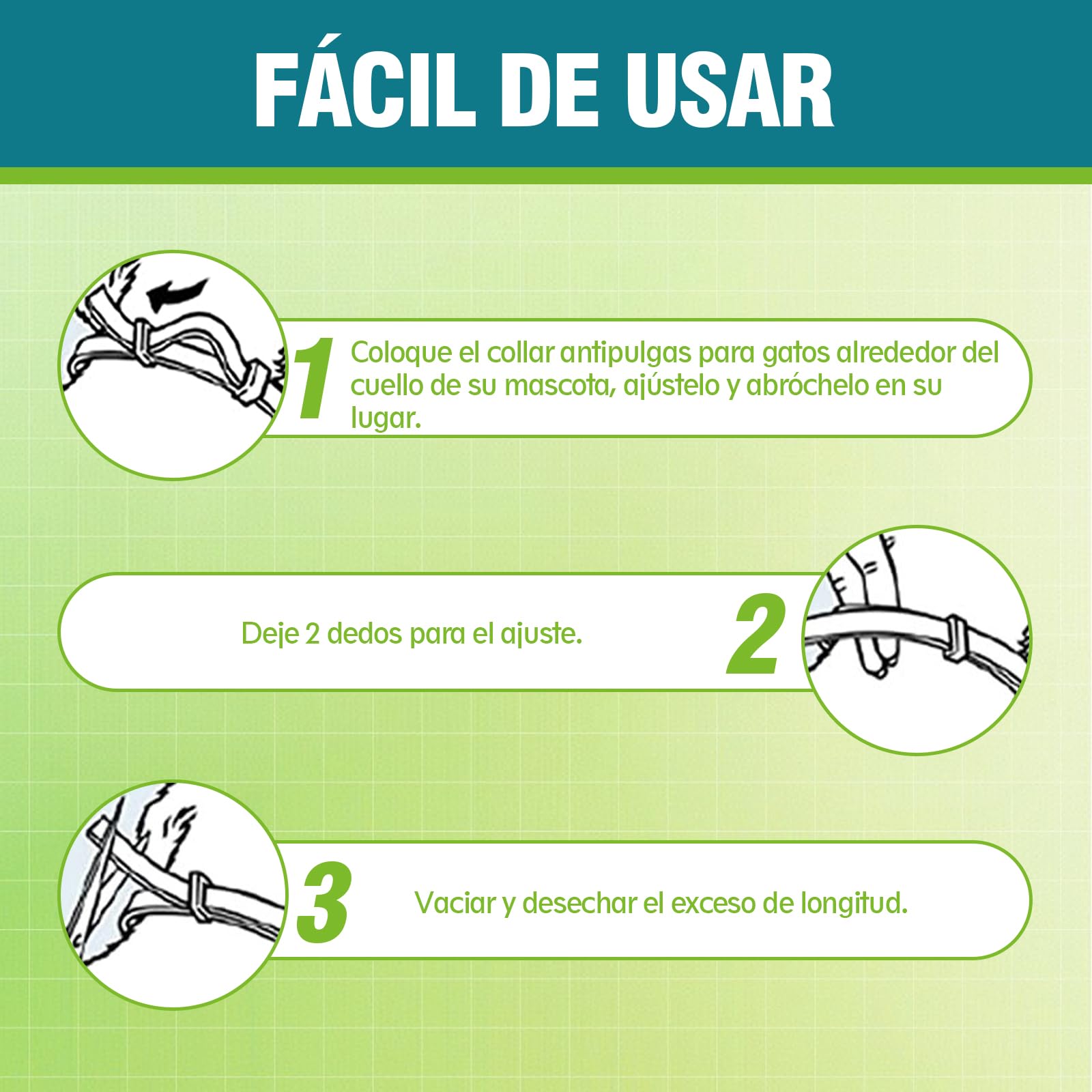 Collar Antiparasitario para Gatos, Collar Antipulgas y Garrapatas Ajustable, Gregado con Aceites Naturales, Impermeable, Apto para Todos Los Gatos,10 Meses de Protección