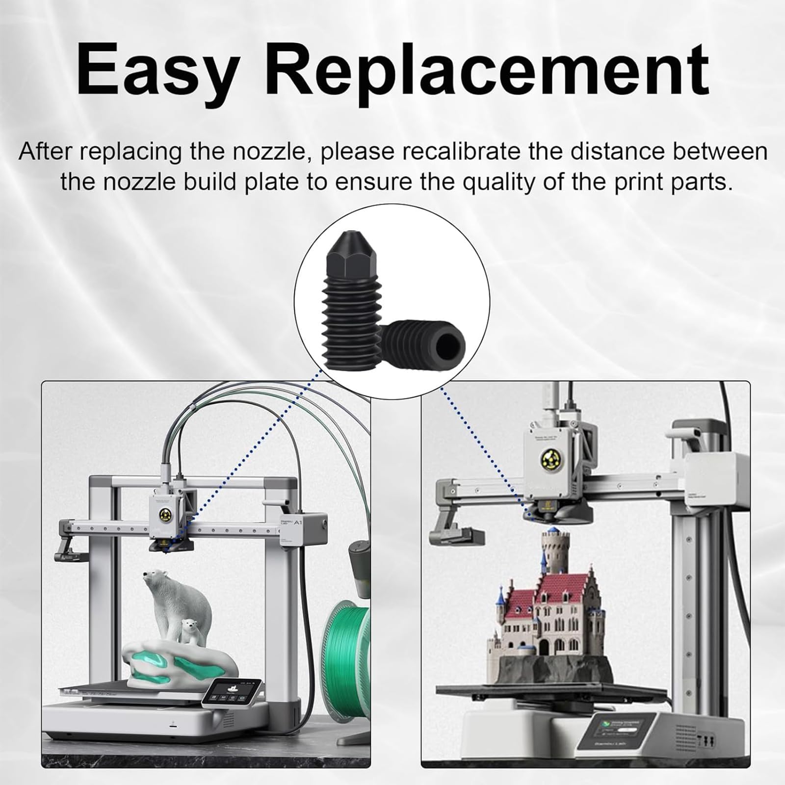 IdeaFormer 5 boquillas de acero endurecido 0,4 mm para laboratorio de bambú A1/A1 Mini