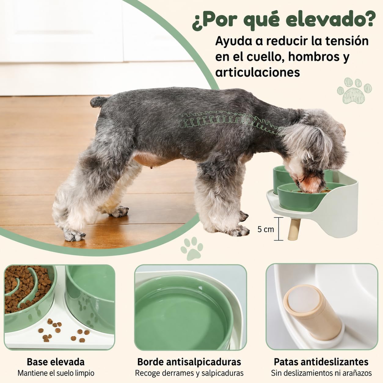 Cuencos elevados de alimentación lenta para perros, juego de cuencos de cerámica para alimentos y agua con soporte, platos elevados para mascotas para perros pequeños y medianos