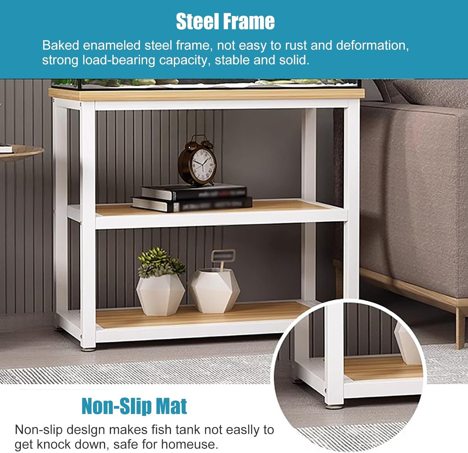 JYHHCYS White Reptile Tank Stand with Storage 10 20 5 Gallon Fish Tank Table Aquarium Stands, Floor-Standing Heavy Duty Terrarium Stand Rack Holder (Color : #8, Size : (LxWxH) 70x30x70cm)