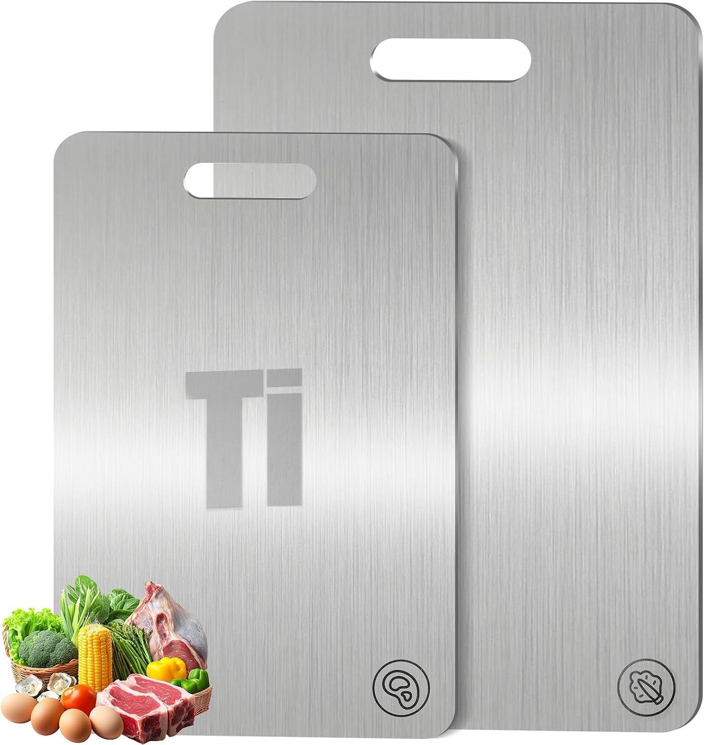 Titanium Cutting Board,Double Sided 100% Pure Titanium Cutting Boards for Kitchen,Non Toxic Cutting Board,Metal Chopping Board,Dishwasher Safe & Durable,House Warming Gifts New Home,12”L×9”W(Small)