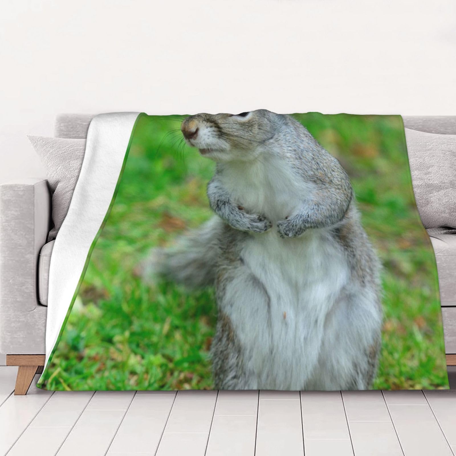 AUBKFELD Squirrel Printed Flannel Blanket 200x150 CM, Soft & Warm Throw Blanket for Sofa/Couch/Bed/Car, Gifts for Audlts Women Men