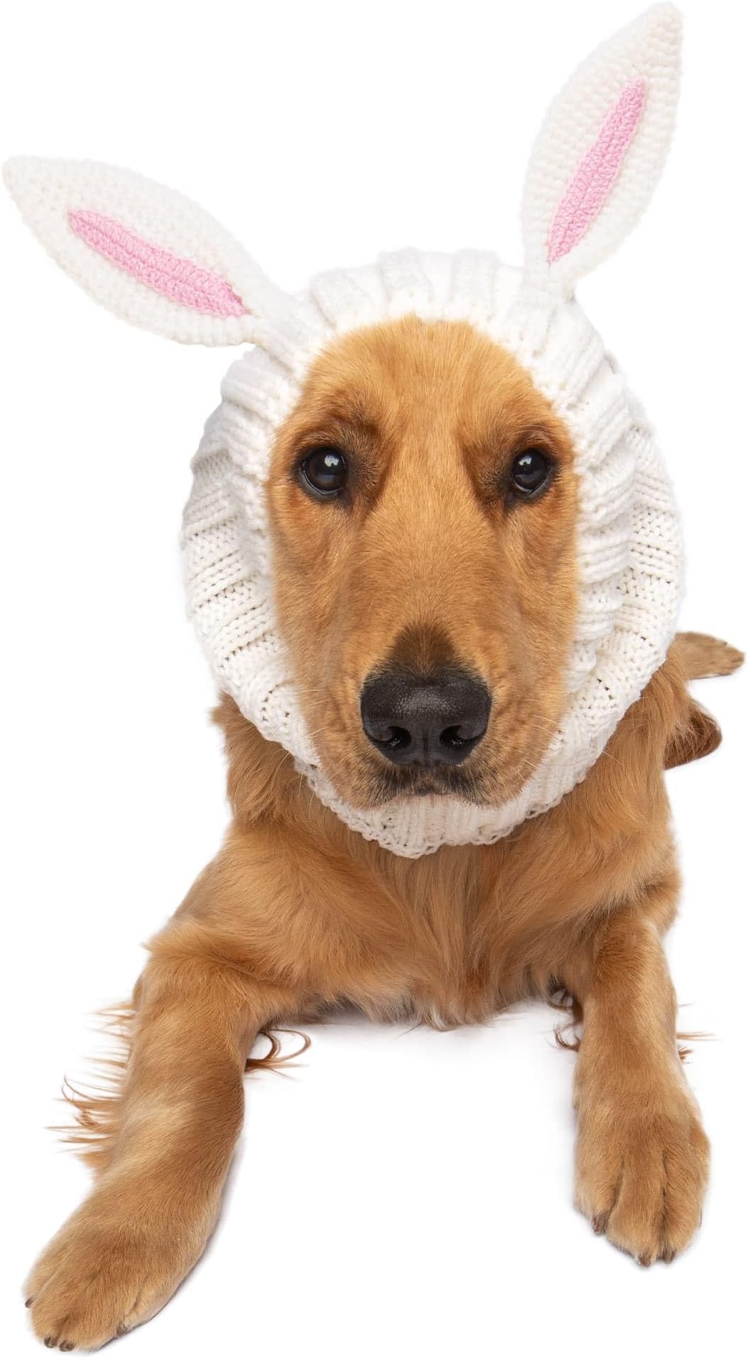 Zoo Snoods Bunny Costume for Dogs & Cats (Large) - Warm No Flap Ear Wrap Hood for Pets, Dog Bunny Ears for Winters, Easter, Halloween, Christmas & New Year, Soft Yarn Ear Covers