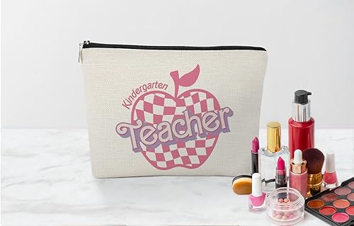 Miniatura 3 de Bolsa de maquillaje pequeña Preppy, regalos de agradecimiento para profesores, bolsa de cosméticos a cuadros rosados, regalos de agradecimiento para