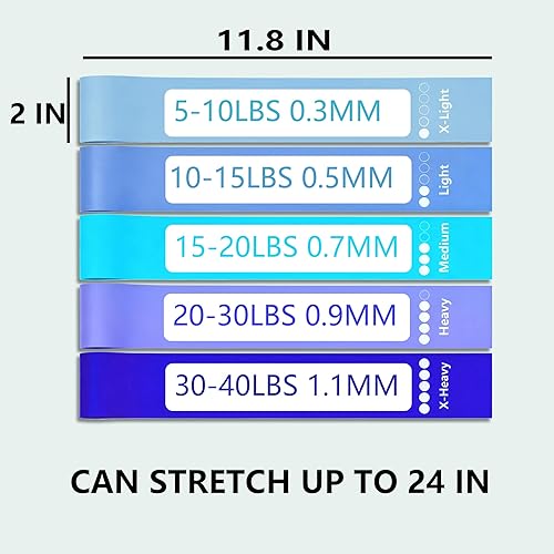 Miniatura 6 de Bandas de resistencia para entrenamiento, bandas de ejercicio en bucle para fitness en interiores y exteriores, 5 piezas de entrenamiento de fuerza