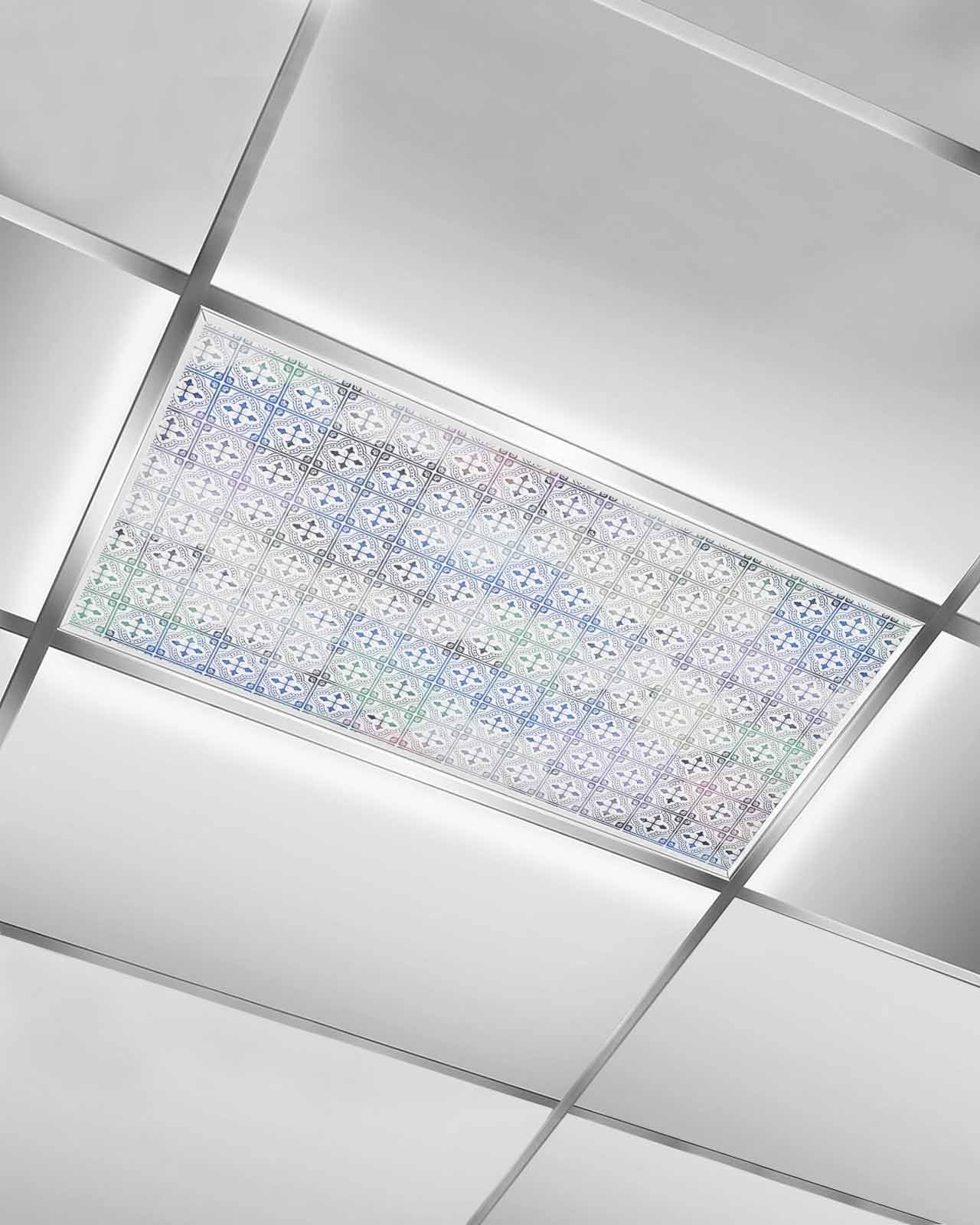 Retro 1 Pcs Fluorescent Light Covers for Ceiling Lights, Abstract Line Colorful Circle Square Shape Magnetic Light Filters for Eliminate Harsh Glare Classroom Office Decoration, 4 x 2 Ft