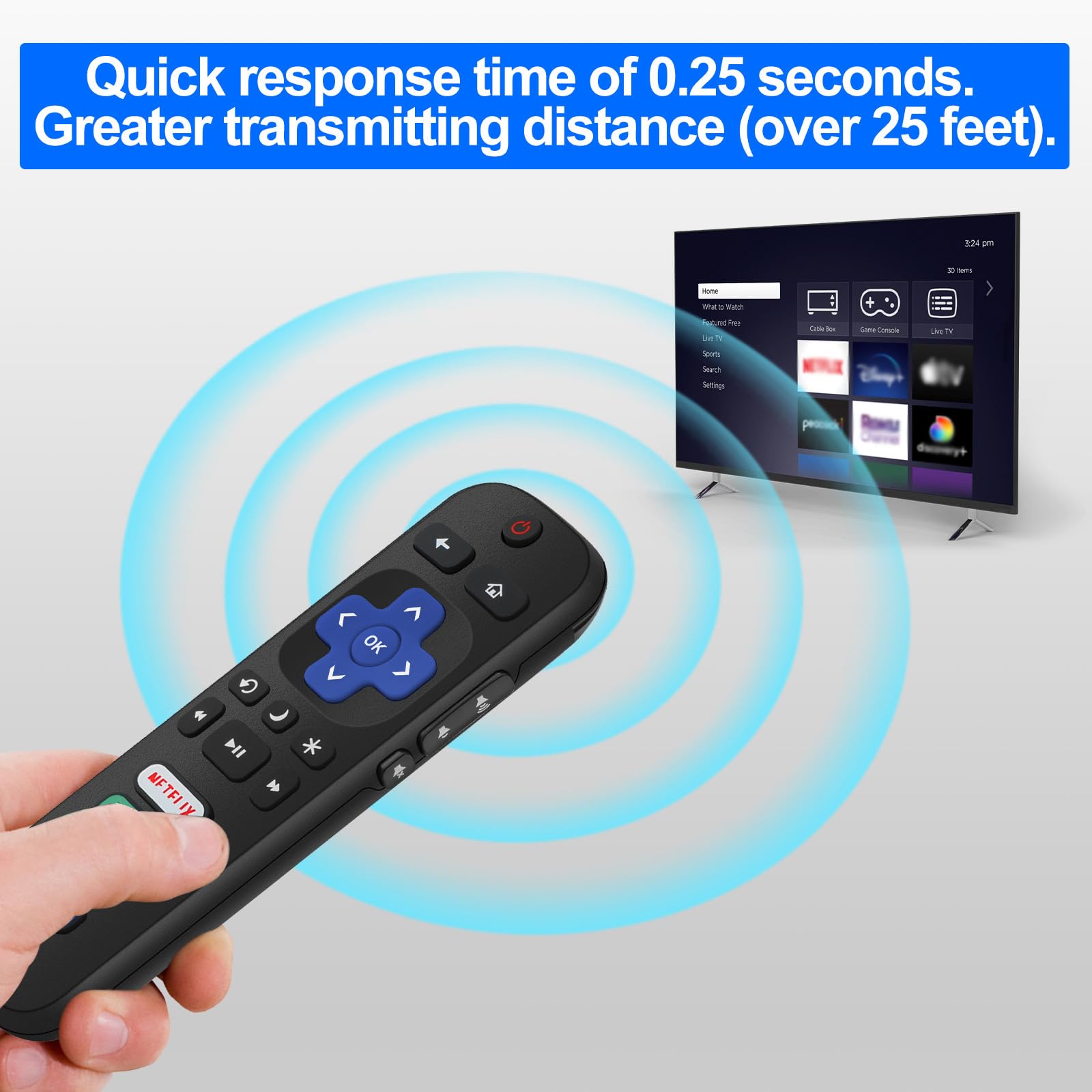 Lot de 2 télécommandes de rechange compatibles avec Roku Smart TV, télécommandes infrarouges pour TCL/Hisense/Sharp/Philips/Onn/Element/Insignia Roku TV (non compatible avec Roku Stick, Box ou