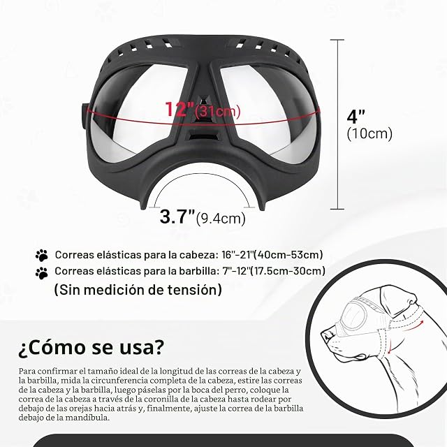 Foto 5 de 7 de PETLESO Gafas de sol para perros, protección ocular, gafas protectoras para perros grandes