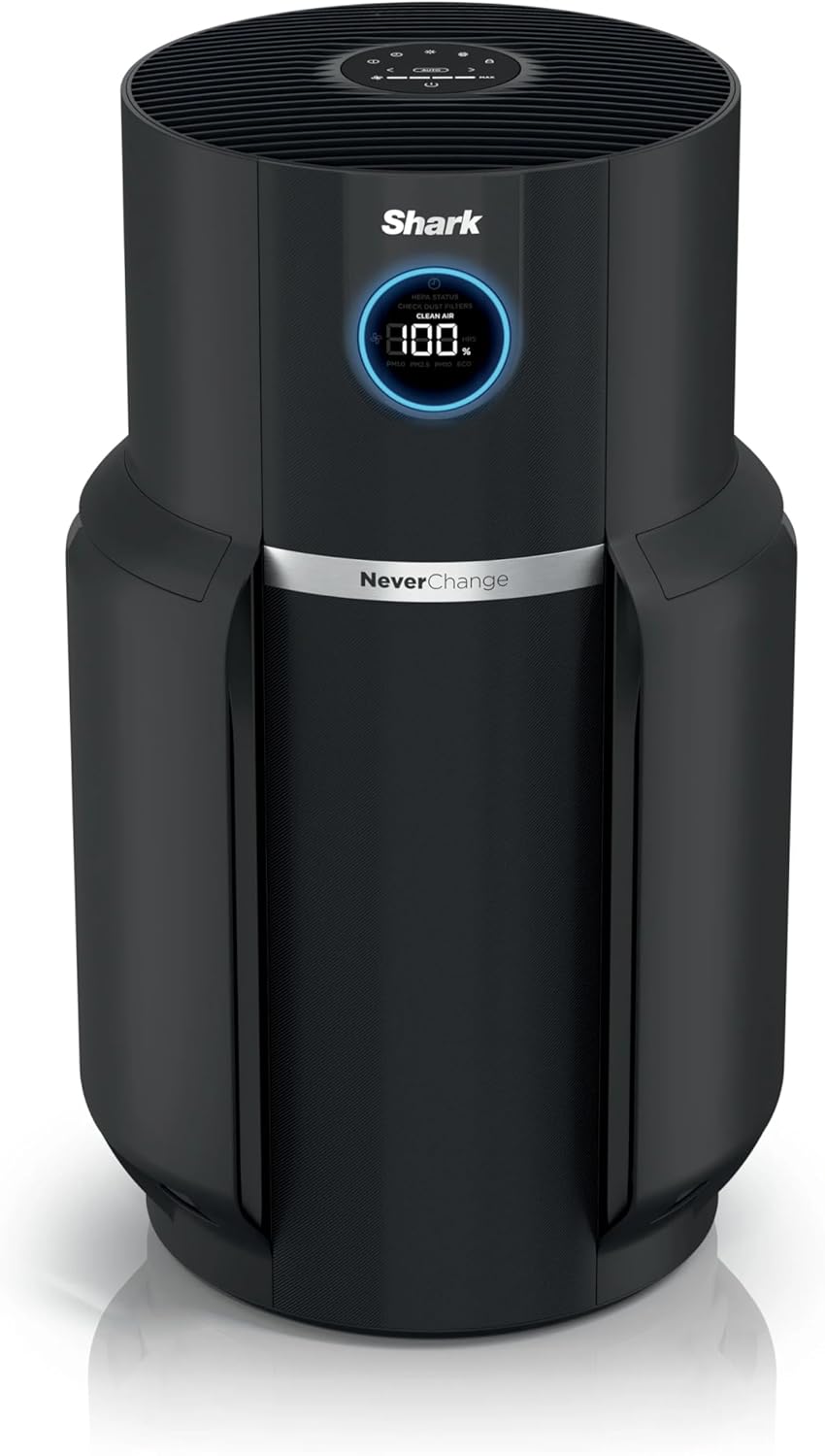 Shark HP300 Air Purifier MAX with NeverChange HEPA Air Filter, 1200 sq. ft. for Powerful Multi-Room Purification, 5-Year Filter, Captures 99.98% of Dust & Allergens, Gray (Renewed)