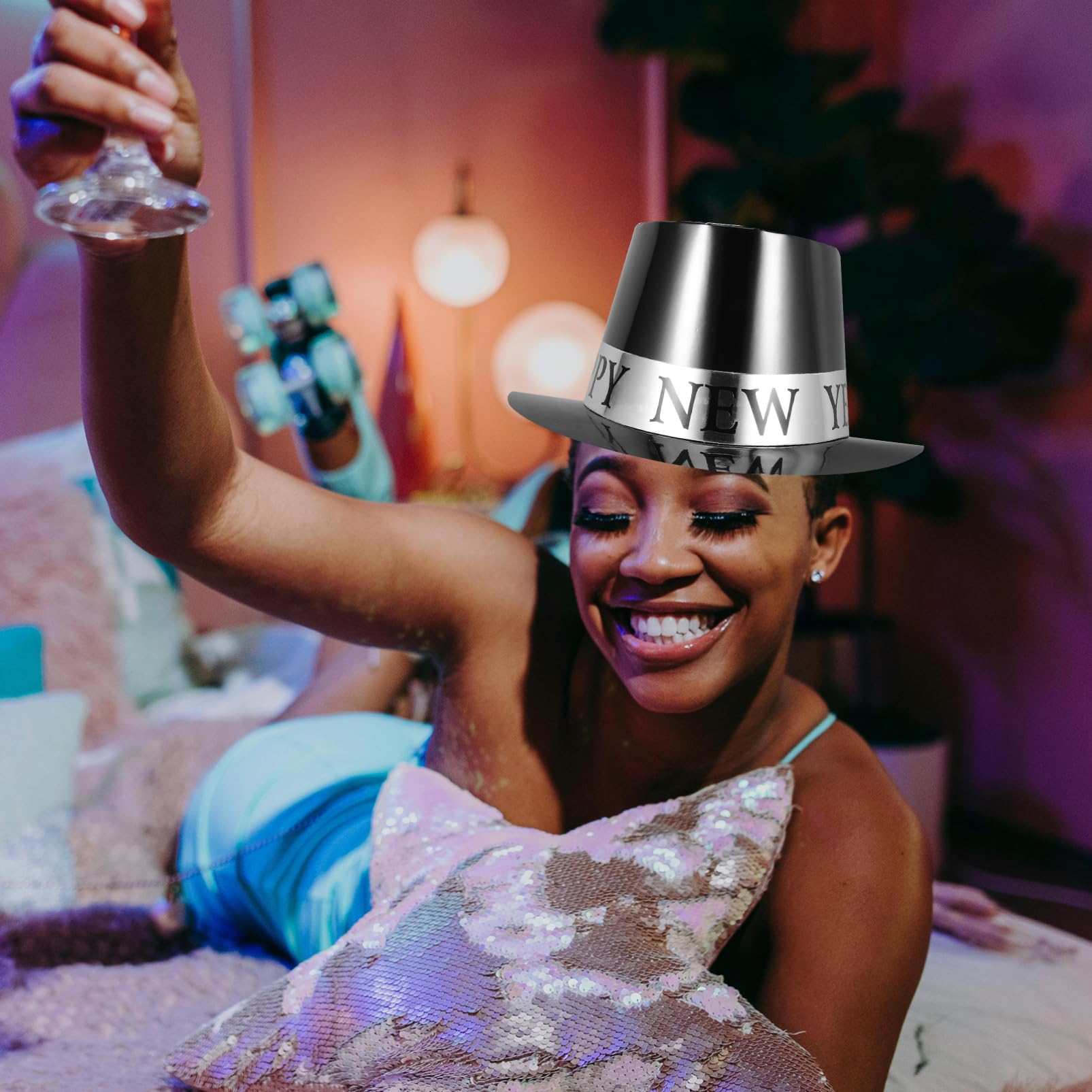 6 Sombreros De Copa De Fiesta De Año Sombreros De Papel Para Nochevieja Decoraciones De Año