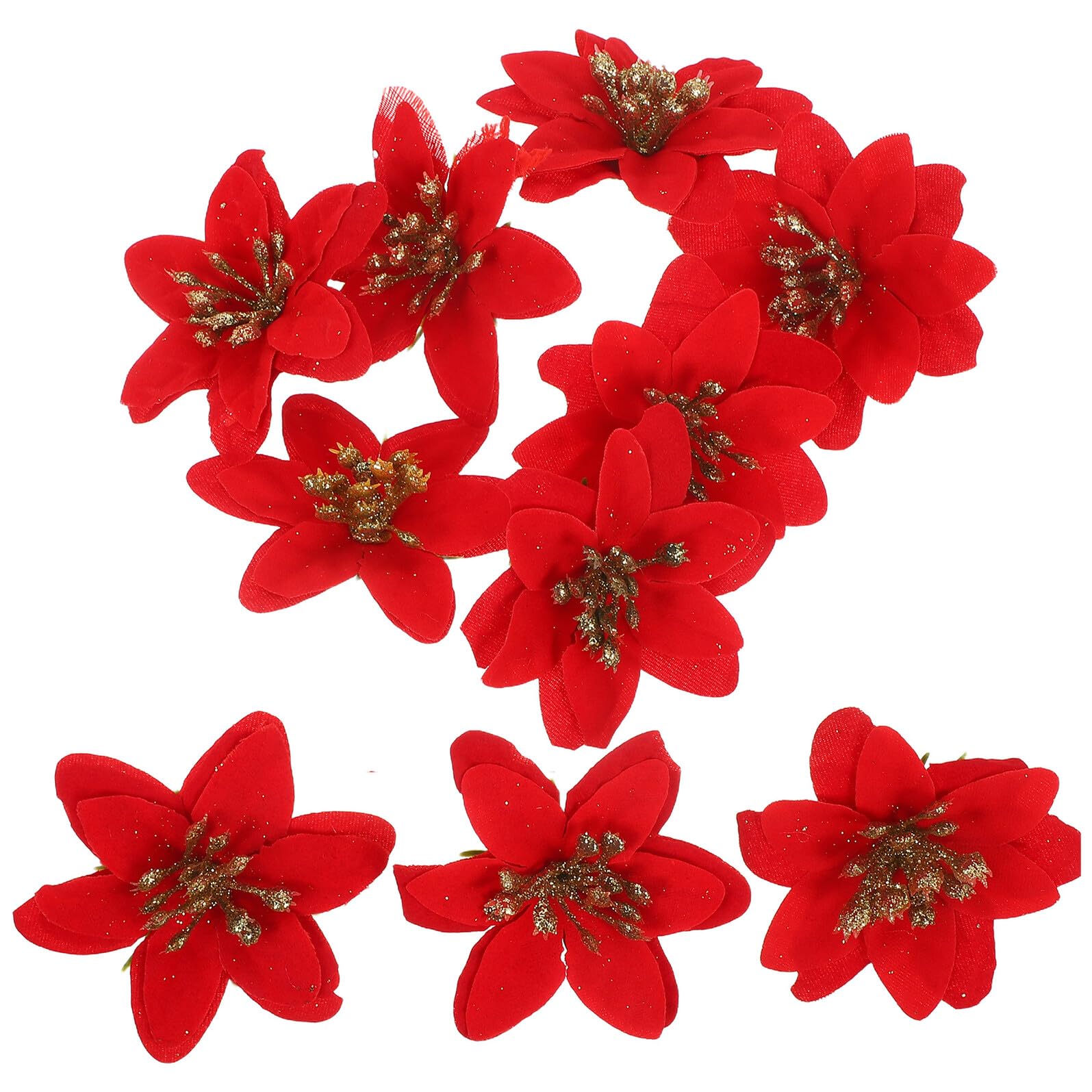 10 Pièces Fleurs Artificielles de Noël Guirlandes Décoratives pour Fête Fleurs Artificielles de Noël
