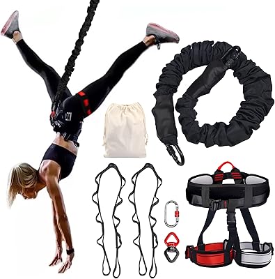 PRIORMAN Bungee Fitness Equipment Set Heavy Cord Yoga Fitness Bungee And Harness at Home Bungee Dance Resistance Belt Rope...