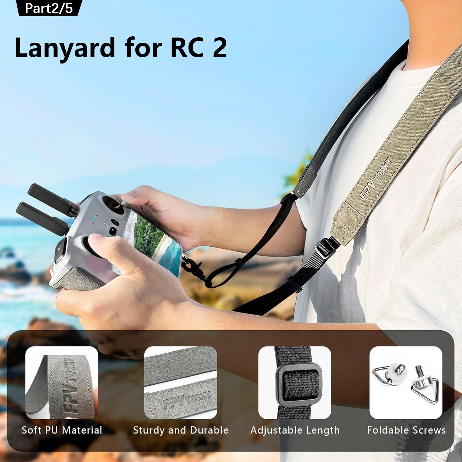 FPVtosky Zestaw twardych etui do DJI Mini 5 Pro, zestaw akcesoriów do dronów zawiera dwuwarstwową obudowę, podkładkę, smycz, osłonę ekranu, osłonę przeciwsłoneczną do DJI Min 5 Pro (5-w-1)