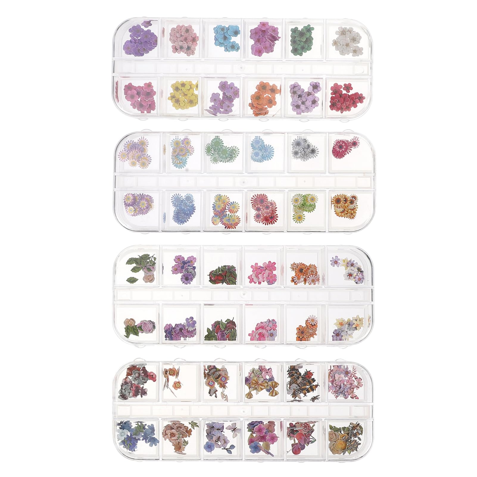 Pegatinas para Uñas Margarita, 4 Cajas, Pulpa de Madera, Flores