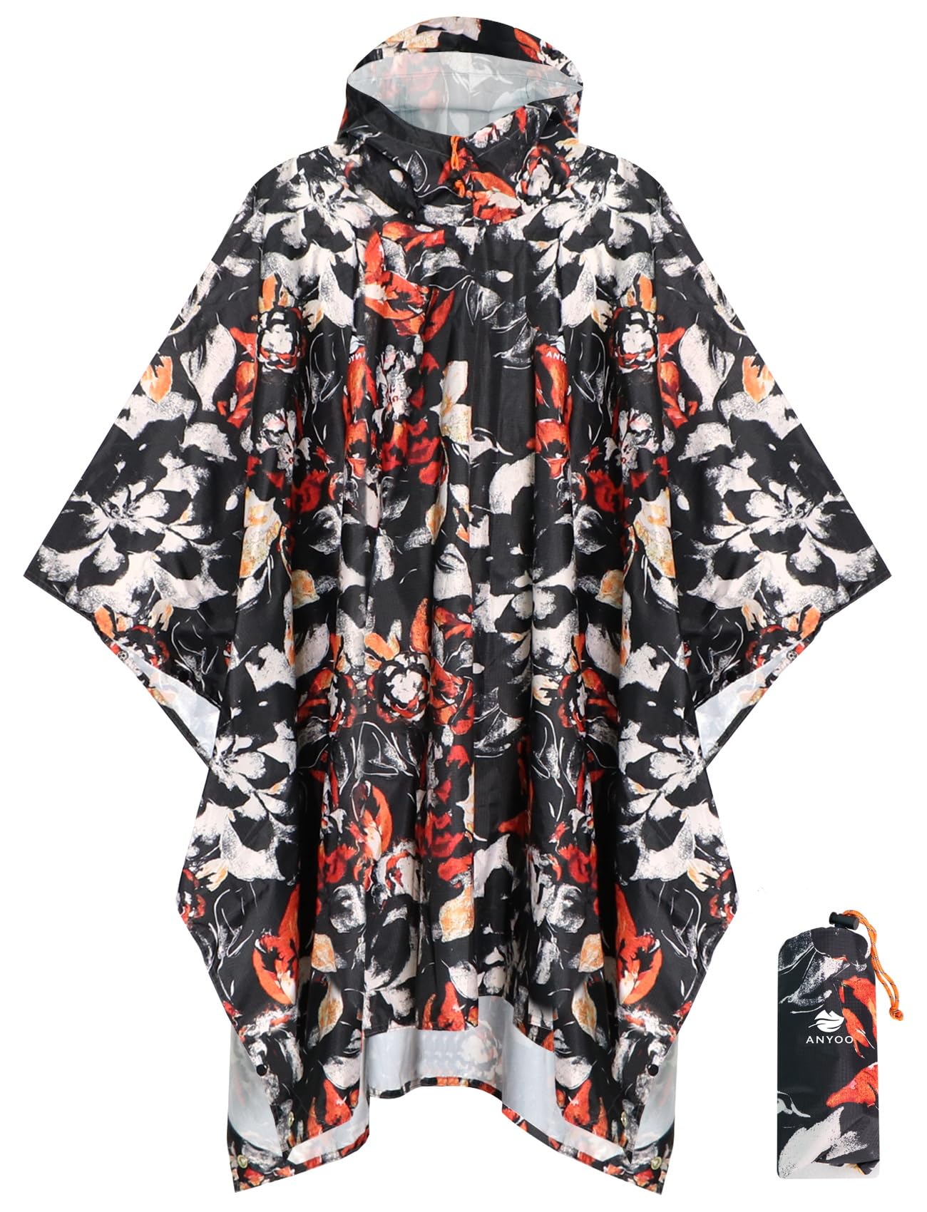 – ANYOO Waterproof Rain Poncho Lightweight Reusable Hiking Rain Coat Jacket with Hood for Outdoor Activities,One Size