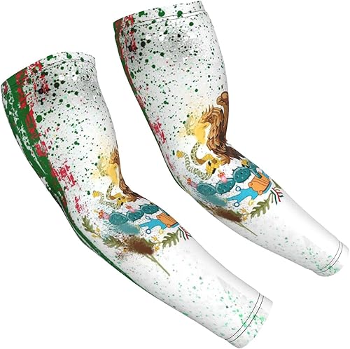 Mangas de brazo para hombres y mujeres, bandera mexicana, protección solar UV, mangas de enfriamiento para brazos, mangas para deportes de