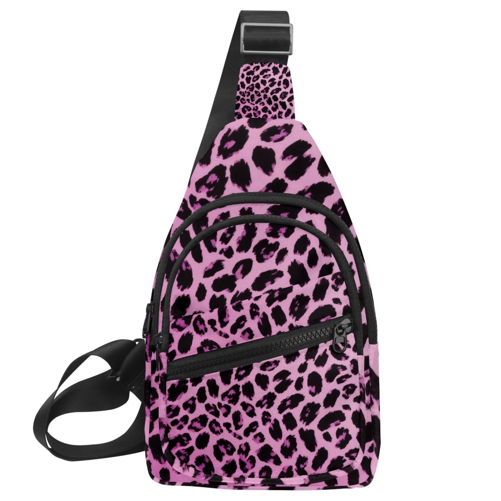 Sac à dos à bandoulière léopard violet avec sangle réglable et confortable - 7